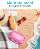 Travel Pill Organizer - Airtight Medicine Case for Traveling Portable Pharmacy Box with Labels Vitamin Container 8 Compartment Supplement Medication Holder Large Capacity Daily (Pink)