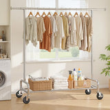 Raybee 76''W Clothes Rack, Heavy Duty Clothing Rack Load 450 LBS, Lockable Wheels & Adjustable Height, Garment Rack for Bedroom, Laundry Room, Closet