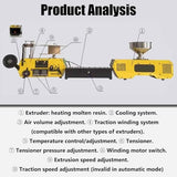 Print Filament Extruder Machine, High Precision 3D Printer Filament Recycler Machine with Auto Coil Winding, Desktop Extruder 3D Printing