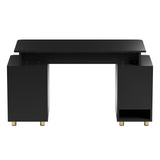Techni Mobili 57"W Computer Desk w/ 3 Drawers & Storage Cabinet, Black/Gold