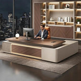 DUWEIKE Modern Executive Desk, L-Shaped Office Writing Computer Table
