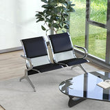 2-Seat Waiting Room Bench - PU Leather Waiting Room Chairs with Arms & Non-Slip Foot Mats