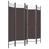 Zexlorith 5-Panel Room Divider, Foldable Fabric Partition, Brown