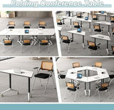 Folding Conference Table 47.2",Conference Room Table with Wheels T Shaped Modern Meeting Table for Office