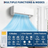 GarveeTech 18K Dual 2 Zone Mini Split Air Conditioner,24 SEER2 12000 BTU+ 12000 BTU Wifi Enabled Multi Zone Ductless, 208-230V Cools Up to 1500 Sq.Ft Multi Zone Ductless Pre-Charged Heat Pump