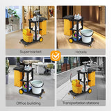 Commercial Traditional Cleaning 3-Shelf Janitorial Cart, 500 Lbs Capacity Housekeeping Cart
