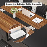 Tribesigns 8FT Conference Table, 94.48L x 47.24W x 29.52H Inches Boat Shaped Meeting Table with Rectangle Grommet