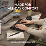 Logitech Wave Keys for Business, Wireless Ergonomic Keyboard with Cushioned Palm Rest