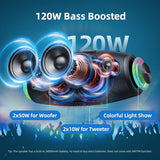ZEALOT Portable Speakers Bluetooth Wireless, 120W Loud Waterproof Outdoor Speaker with Bass, Subwoofer, 40H Playtime, IP67, EQ, BT 5.3, LED Lights, for Camping Beach Party (Black)
