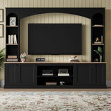MLZTINGR Entertainment Center with Bookshelves Wall Unit Entertainment Center, Elegant Arched Farmhouse TVs Up to 70", 91 Inch TV Stand