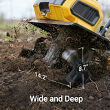 Mellif 40V Cordless Garden Tiller/Cultivator Compatible with Dewalt 20v Max Battery (Tool Bare) 14.2'' Width 8.7'' Depth 16 Steel Tines