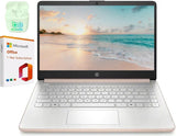 HP 14" LED Business &Student Laptop with 1-Year Office 365, 4GB RAM 640GB Storage (128GB UFS + 512GB SD Card), Intel Quad-Core N150 Processor, Windows 11 S, PLUSERA Earphones, Rose Gold