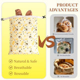 WEHYFGB Beeswax Bread Bag, 2 Pack Reusable Bread Storage Bags for Homemade Bread,Sourdough Bread Bags, Organic Cotton Beeswax Sourdough Bags, Food Storage Bag Keep Fresh Easy Clean