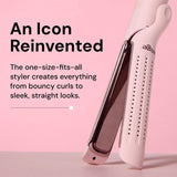 L'ANGE HAIR Le Duo Edge 360° Airflow Titanium Styler Blush | 2-in-1 Flat Iron Straightener & Curling Iron | 1” Wide Titanium Plates with Rounded Corners & Softly Beveled Edges (Blush)
