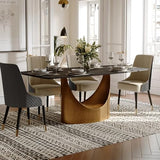 POVISON 79" Modern Dining Table Set, Black Kitchen Table and Grey PU Chairs