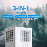Portable Air Conditioners, Cool up to 350 Sq. Ft, 8,000 BTU 3-in-1 Movable AC for Bedroom with Dehumidifier, Fan, Sleep Mode, 24H Timer, Remote Control, and Window Installation Kit Included