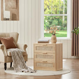 LEYAOYAO Rattan Dresser and Nightstand Sets 3 Piece, Natural