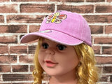 ZKFE Embroidered Anime Butterfly Hat Gift for Girl, Washed Pink Baseball Cap Embroidery Outdoor Dad Hat for Kids Child