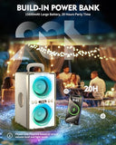 YIER Bluetooth Speaker, 240W Peak Loud Party Speaker with Big Bass, 20H Playtime, TWS, BT5.3, Large Portable Wireless Boom Box with LED Light for Outdoor Backyard Beach Home (Leather White)