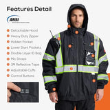 SRsafety Safety Heated Jacket,Waterproof Safety Jacket for Men with Pockets, Reflective High Visibility Safety Heated Jackets