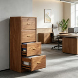 4-Drawer Vertical File Cabinet with Lock, Wood Finish