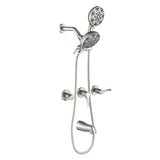 3 Handles Shower Faucet Set with Tub Spout Bathtub Shower Faucet Combo Set Shower System Complete Tub and Shower Trim Kit Brushed Nickel Wall Mounted Shower Fixtures