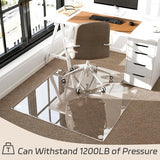 GLSLAND Irregular Tempered Glass Floor Mat - 36" x 48" Office Chair Mat for Carpet Clear Duty Hard, Clear