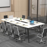 Loomie 8FT Conference Table, 94.49" L x 47.24" W x 29.53" H Meeting Seminar Table with Grommet, Large Boat Shaped Computer Desk