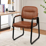 CLATINA Waiting Room Guest Chair with Bonded Leather Padded Arm Rest for Office Reception