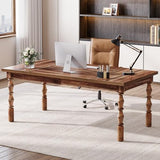 Large Executive Office Desk, 62.2-Inch Farmhouse Modern Computer Desk, Mid Century Study (Walnut)