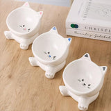 Raised Cat Bowl, 4.9 Inch Ceramic 3D Elevated Cat Food Bowl and Water Bowls, Cute Kitten Dishes 4.5 OZ, Anti-Vomiting & Whisker Fatigue Friendly, Stress-Free for Indoor Cats, 1 Piece