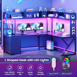 SEDETA L Shaped Gaming Desk with Storage Shelves and Hutch, Convertible 94.5" Computer Desk with Drawers
