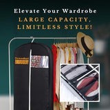 Personalized Garment bag for Hanging Clothes and Travel- Custom Black Suit Bags for Closet Storage with 2 Mesh Pockets for Men & Women - Ideal for Wedding Dress Garment Bag Storage with Carry Handle