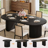 HUAHUU Extendable Round Dining Table for 4-8, 39in-77in Long Large