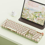 V20 Typewriter Keyboard Wireless, 104 Keys Typewriter Style Mechanical with White Backlit
