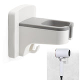 QruiLanTu Hair Dryer Holder Wall Mounted Self Adhesive with Cord Organizer Hands Free Hair Dryer Holder for Bathroom Countertop Blow Dryer Organizer(White)