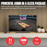 Audiosource 2.1 Soundbar, Wireless Subwoofer w/Dolby Atmos, Bluetooth Streaming for Smart TV and Multi-Devices, Compact Design, 240W Max Output, Remote Control Included, AS201
