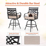 Sophia & William Patio Bar Stools Outdoor Swivel Bar Chairs Set of 6 High Dining Chairs with Seat Cushion, Beige