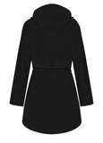 ATLASLAVA Women Rain Jacket Waterproof Raincoat with Hood Breathable Long Windbreaker Trench Coat Black XL