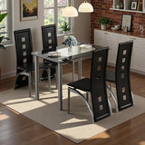 Karl home 5-Piece Dining Table Set with 1 Glass Dining Table and 4 PVC Chairs,