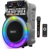 Dolphin SP-18RBT BoxParty Portable Bluetooth Speaker - 18" Woofer, Wireless Microphone, Deep Bass & LED Lights w/ USB SD, AUX, Guitar & 12V Inputs - Rechargeable Huge Party Speaker W/ Trolley & Wheels