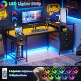 Furologee 60" Black Computer Desk with 4 Drawers and Printer Space