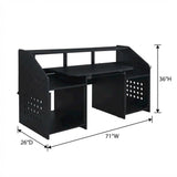 Bison office Industrial-Style Metal Wood Veneer Music Studio Desk, Music Production Workstation Study Writing Home Office Computer Desk, Black