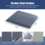 HOMBYS Tufted Furry Recliner Seat Cushion for Elderly Foam Curved Edge Large Square Seat Cushion (Grey)