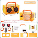 Swhmc DIY Bluetooth Speaker Kit with Orange Handle | STEM Projects for Kids Ages 8-12, Build Your Own See-Through Speaker, No Soldering Transparent Science Gift, STEM Toys for 8 9 11 13