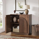 win2win 31.5" Small Buffet Cabinet with Storage, Arched Doors, Walnut, 2PCS