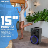 Dolphin BoxParty 1500: High Power 15" Woofer w/Loud & DEEP BASS | Portable Party Bluetooth Speaker with Sound Activated Lights