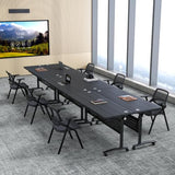 Modern Conference Table, Folding Conference Room Table with Rolling Wheels, Stackable Flip Top Mobile Training Table Modular Seminar Meeting Tables for Office