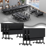 Usosidam Folding Conference Room Table, Modular Mobile Large Flip-Top