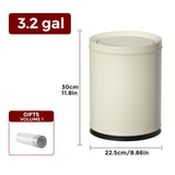 LEASYLIFE 3.1GAL Metal Bathroom Garbage Can with Lid, Modern Garbage Can, Swing Lid,Double Bucket,Small Wastebasket for Bedroom,Living Room,Office,Bank,Hotel